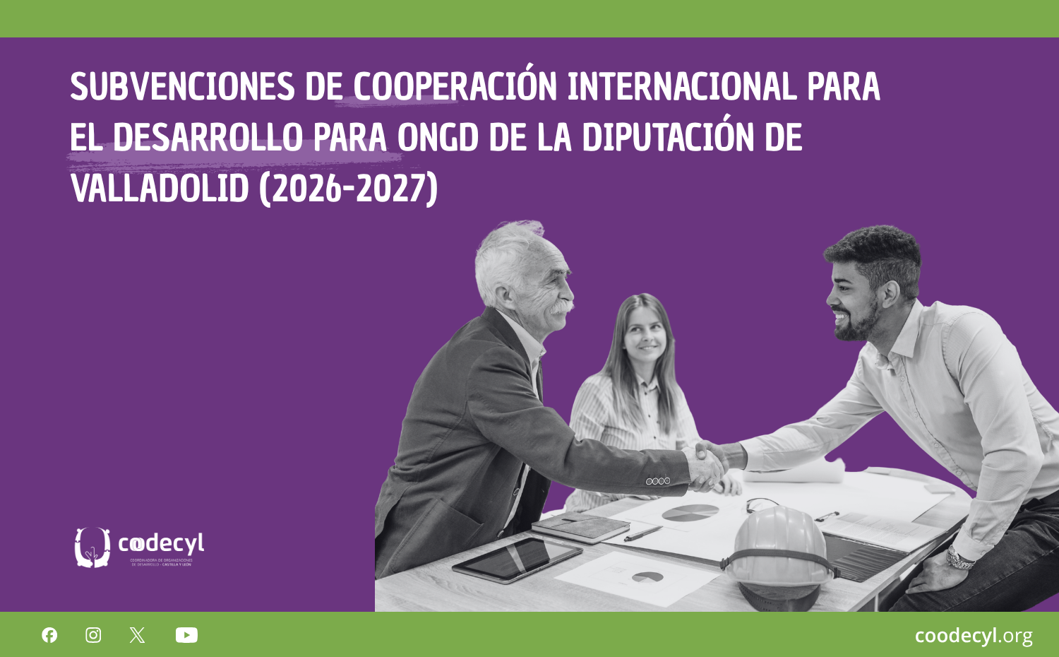Convocatoria de subvenciones a ONGD para la financiación de proyectos de Cooperación Internacional para el Desarrollo, años 2026-2027 de la Diputación Provincial de Valladolid.
